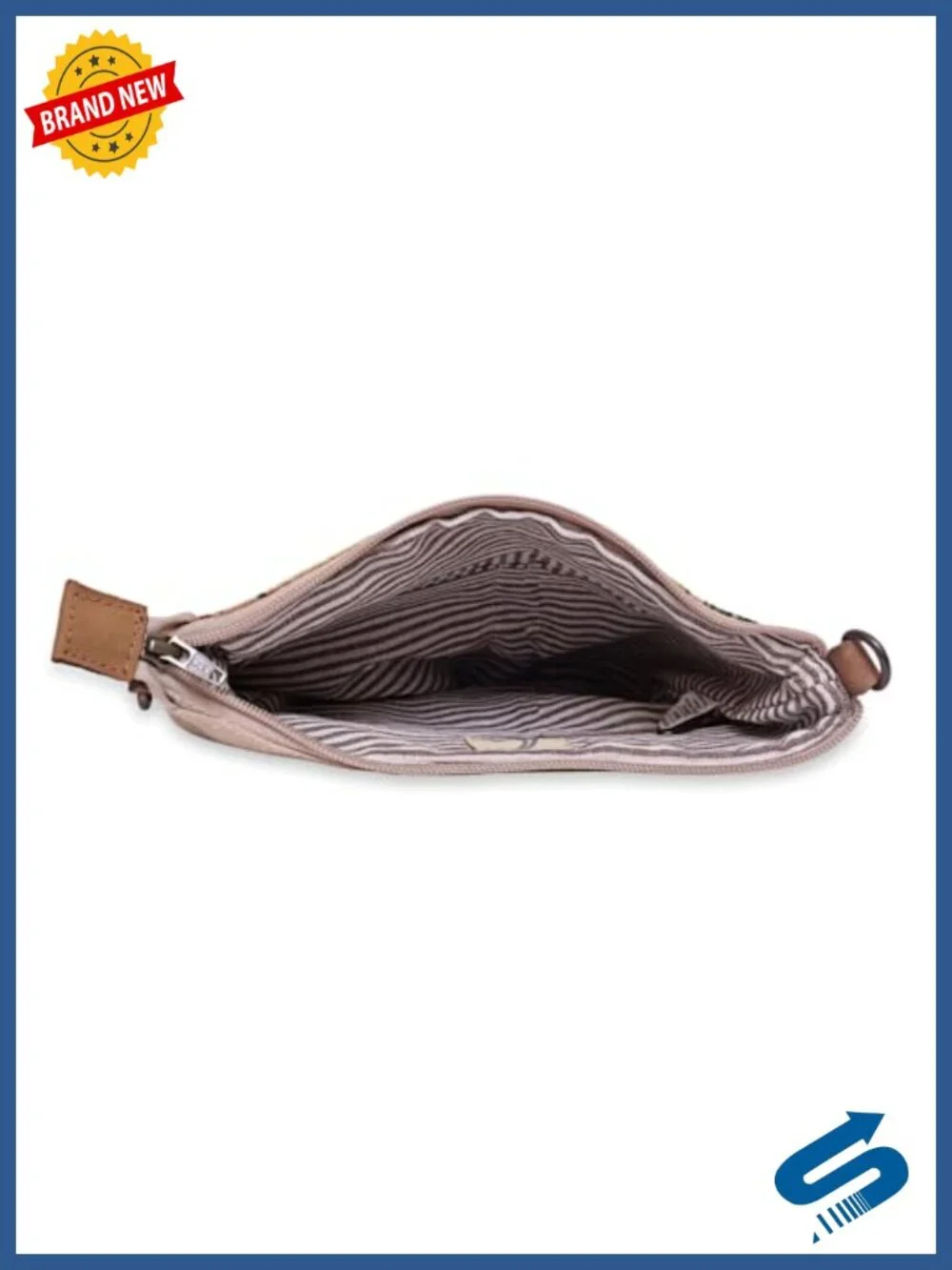 Canvas Crossbody Bag with Genuine Leather Handles Wristlet